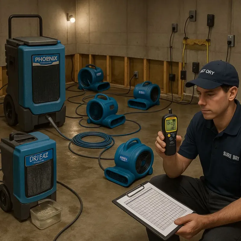 Structural Drying and Dehumidification process in Granger, IA